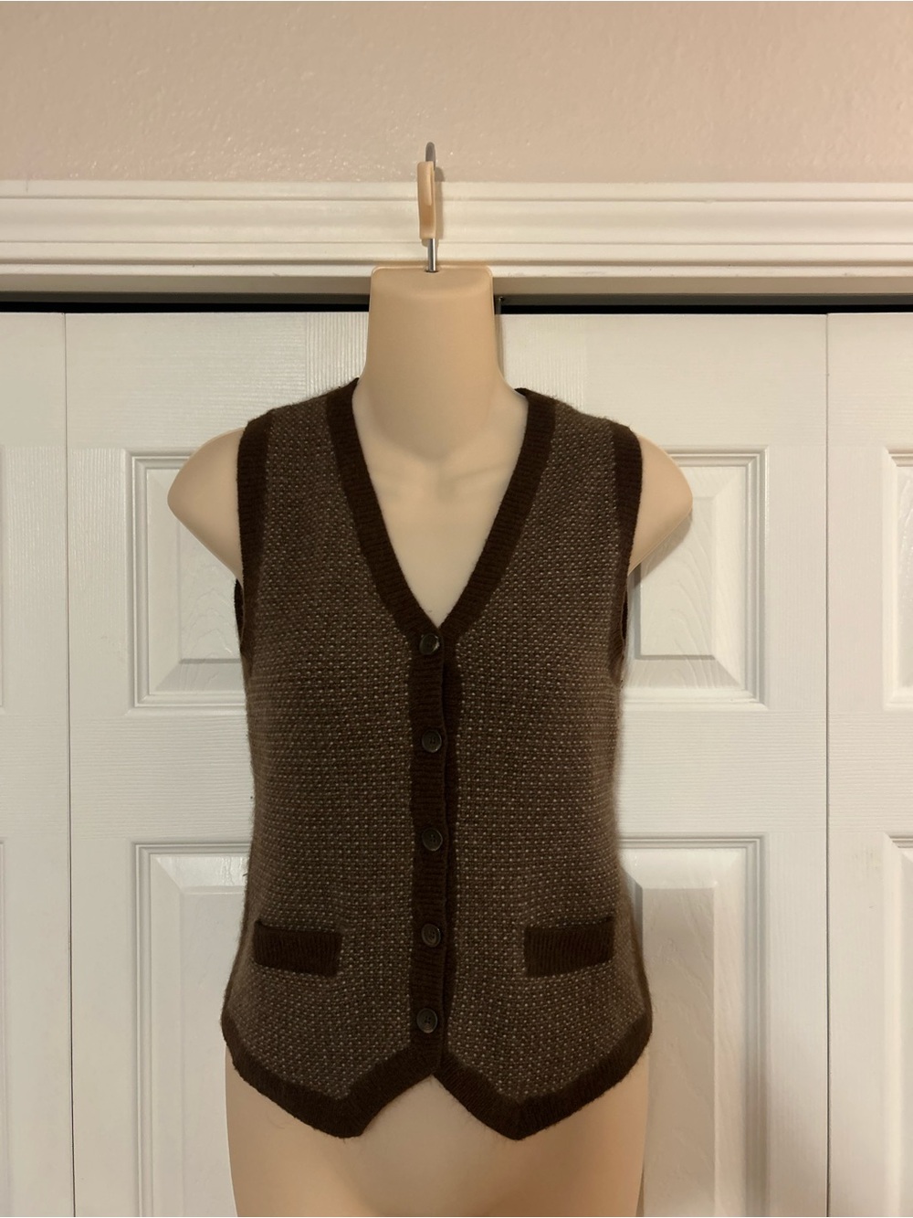Ralph Lauren Brown Two-Tone V-Neck Knit Vest